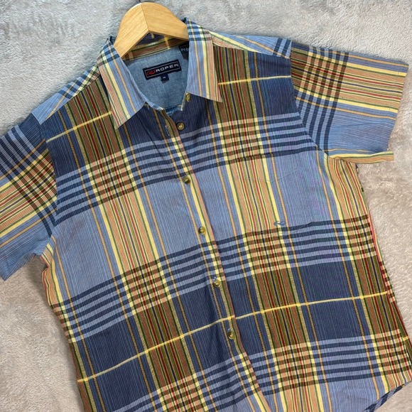 Roper Men's Plaid Western Shirt Short Sleeve‎ Button Up Cotton Casual M - Picture 1 of 10